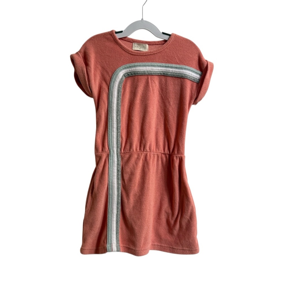 Miki Miette Light Coral Dress with Bluish Gray Stripe